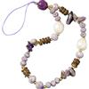 Bakermiche Cinturino a catena per cellulare in pietra naturale con perline da polso, stile boho, fatto a mano, per donne e ragazze, viola