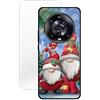 KARTXITAI Natale Cover Compatibile con Honor Magic4 Pro,Custodia in Vetro Temperato AntiGraffio+con Cornice in TPU con Assorbimento degli Urti e Anti-Graffio-Fiocco di neve 2+Vetro Temperato
