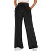 Gkaopi Pantaloni Sportivi da Donna Vita Alta con Tasche Tinta Larghi Comodi Casual Pantaloni Jogger con Coulisse Vita Elastica Pantalone Cotone a Gamba Larga Pantaloni della Tuta per Fitness Sport Yoga (L)