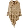 Ferand Poncho da donna con cappuccio, caldo poncho invernale, mantello a righe con frange, elegante, bianco, Nero , Taglia unica