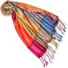 Lorenzo Cana Sciarpa pashmina da donna in tessuto jacquard 100% seta, 70 x 190 cm, sciarpa in seta Paisley, Multicolore