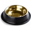StilGut Set di 2 ciotole per cibo per cani e gatti, in alluminio, 0,4 l, ciotola per cani, ciotola per acqua, set da 2, nero/oro