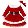 Generico Pagliaccetto Babbo Natale Neonato Natale Costume Neonata Vestiti Bambina 2 Mesi Vestito Neonato 1 Mese Completo Bambina Rosso Completo Bambina 1 Anno Pigiama Natalizio Donna Felpato