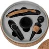 DRW Set di 4 utensili da vino in scatola di sughero in beige e nero 15 x 15 x 4,5 cm