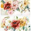 DRW Set di 2 quadri tela con cornice in legno con assortimento di fiori con una parte a mano in bianco, rosso e giallo 70x3x140 cm