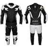 BI ESSE Tuta da MOTO per adulto in pelle e tessuto, divisibile in 2 pezzi giacca e pantalone, regolabile, completa di protezioni (Bianco/Nero, M)