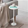 Smusei Tavolino Rotondo Nero Con Base in Marmo - 32 cm per Piccoli Spazi, Soggiorno, Camera da Letto - Bianco