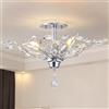 Ganeed Vintage K9 Lampadari di cristallo trasparente Illuminazione a soffitto Apparecchio da incasso per soggiorno Sala da pranzo Ristorante Portico Corridoio Argento 4 luci