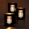 Larcenciel 3 Porta Candele Gufo, Nero Oro Portacandele Vetro, Porta Candele da Tavolo Romantico Fatti a Mano, Vaso e Portapenne, Candelabro Vintage per Decorazioni Casa, Festa, Centrotavola Natalizio