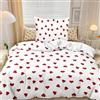 Gohytal Biancheria da Letto 135x200cm, Parure Copripiumino Singola in Microfibra Bianco con Cuori Rossi Biancheria da Letto con Federa 80x80cm Regali di Compleanno per Ragazze Ragazze e Donne