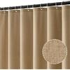 MIULEE Tenda da doccia in lino 180x200 cm cachi, tende da doccia impermeabili in poliestere di lusso per hotel, tenda da bagno in tessuto lavabile antimuffa con 12 anelli