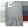 puredown 1PCS Lenzuolo Coprimaterasso in Microfibra Spazzolata, Grigio, 160 * 200 * 30cm, Matrimoniale