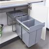 [en.casa] Pattumiera Estraibile con 2 Secchi Raccolta Differenziata con Sistema di Estrazione Scorrevole Bidoni sotto Lavello 2 x 20 L - 48 x 34 x 42 cm Grigio