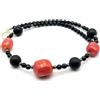 Generico Collana Onice Nero e Corallo Arancione, Girocollo con Grandi Pietre Naturali, Gioielli Fatti a Mano, Bijoux Italiani, Regalo per Lei