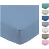 Tata Home Lenzuolo Sotto Flanella Matrimoniale con Angoli ed Elastici 100% Caldo Cotone Misura cm 180x200 Altezza Materasso cm 24 Tinta Unita Colore AZZURRO