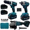 081 Store - Set Completo Professionale 3 in 1 Fai da Te con Trapano Avvitatore a Batteria, Smerigliatrice Angolare Senza Fili e Trapano a Impulsi per Bulloni 68V - Strumenti Potenti e Versatili per Og