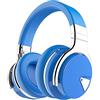 ZTBGY Cuffie con cancellazione attiva del rumore,cuffie Bluetooth con microfono bassi profondi senza fili sopra orecchio confortevoli per 30 ore di riproduzione per DJ/TV/PC/telefono(blu)