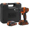 Black+Decker Kit valigetta trapano avvitatore a percussione a batteria black+decker bdchd18kb-qw 2 batterie 18v