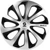 Sparco Set 4 copricerchi 15 pollici copriruota auto sicilia spc1573svbk argento nero