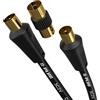 G-PLUG 0.5m Cavo Antenna TV Coassiale Dritto con Adattatore Femmina-Femmina - IEC RF Maschio-Maschio - Connettori Placcati Oro - Per TV/Decoder, DVB-T/T2, Radio FM/DAB