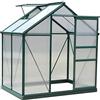 Outsunny Serra da Giardino in Policarbonato 190x132x201cm, Serra per Piante con Base, Struttura in Alluminio, Finestra e Porta Scorrevole