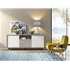 TERRANEO Mobile Madia Password L 184 x H 45 x P 77 cm grigio cemento e bianco