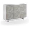 TERRANEO Mobile Madia Slim L 134 x H 87 x P 35 cm bianco e grigio cemento