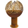 LE COQ PORCELAINE Atlantis sfera braciere con decoro foglie acciaio corten Ø cm 50