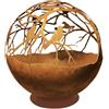 LE COQ PORCELAINE Atlantis sfera braciere con decoro voliera acciaio corten Ø cm 60