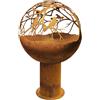 LE COQ PORCELAINE Atlantis sfera braciere con decoro voliera acciaio corten Ø cm 50
