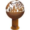 LE COQ PORCELAINE Atlantis sfera braciere con decoro foresta acciaio corten Ø cm 50