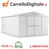 Box in Acciaio Zincato Casetta da Giardino in Lamiera 3.27 x 4.59 m x h2.15 m - 201 KG - 15,01 metri quadri - BIANCO