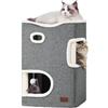 YITAHOME Cuccia Gatto Interno, Casetta per Gatti, Cuccia Gatti, Cucce per Gatti Da Interno, Casa per Gatti, Rifugio Gatti, Cuccia Gatto Chiusa, Amaca Superiore Tiragraffi & Palla, 45*35*63cm (Grigio)