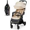 kk Kinderkraft Kinderkraft APINO Passeggino Leggero fino 22 kg, Solo 7,5 Kg, Passeggino Da Viaggio, Pieghevole automatico, Schienale Regolabile In Posizione Sdraiata, Copertura Antipioggia, Beige