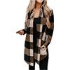 Generic Camicie scozzesi da donna autunno casual a quadri camicie a quadri con bottoni a maniche lunghe camicie oversize giacca con tasche offerte del giorno, Marrone, M