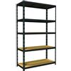 ANEMOS Scaffale in kit 5 ripiani Pokerino L 120 x P 50 x H 200 cm nero opaco, portata per ripiano 300 kg