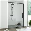 SANYCCES Porta doccia battente Fit L 140 x H 200cm, Sp. 8 mm in vetro profilo nero