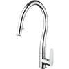 PAINI Rubinetto da cucina con doccetta a collo di cigno Flip argento cromato satinato PAINI