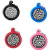 MyFamily Medaglietta per Cani QR Code Hushtag Cerchio Alluminio Nero, nero-con-gomma-blu