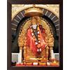 ANS Shirdi Sai Baba Seduto su Un Trono HD Stampato Religioso Foto Con Legno Telaio