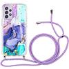 Yoedge Glitter Cover per Samsung Galaxy A52 /Samsung A52s 5G 6,5 con Cordino, Trasparente Morbido Silicone Custodie Marmo Disegno, Rigida PC Antiurto Case con Laccio Tracolla per Samsung A52, Marmo 7