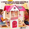 GOOD KIDS CASA CASETTA LEGNO BAMBOLE GIOCABILE SU 4 LATI 360 GRADI ROSA PRINCIPESSE DOLL