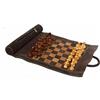 Wigano Set Scacchi Arrotolabile In Vera Pelle Vintage Marrone 19"X15"