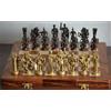 SHORO A Mano 14 " Pieghevole Romana Personaggi Ottone Scacchi Set Con Tavola di Legno