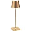 Zafferano, Poldina Pro con Foglia Color Oro, Lampada da Tavolo Ricaricabile e Senza Fili con Controllo Touch, Utilizzabile come Lampada da Interni, Dimmer, 2200-3000 K, Altezza 38 cm