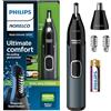 Norelco Philips Norelco - Rifinitore peli naso: Trimmer per naso, orecchie e sopracciglia, resistente all'acqua, per uomo, Nero