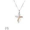 Collana oro bianco rosa 18 kt 750 croce diamanti 0,005 ct -916/ST-