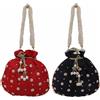 KI Borsa Potli In Seta Fatto A Mano 2 Pezzi Donna Maroon & Black, Tracolla
