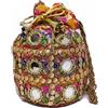 Fatto a mano Handmade Indiano Stile Etnico Frizione Della Seta Potli Batwa Borsa con Metallo