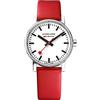 Mondaine Evo2 - Orologio con Cinturino Rosso in Pelle per Uomo e Donna, MSE.35110.LC, 35 MM